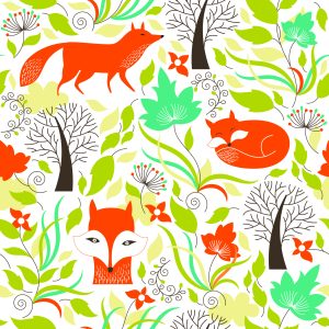 Papier Peint Renards Dessinés Dans La Forêt – Image 1