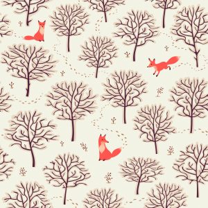 Papier Peint Renards Dans La Forêt D'hiver – Image 1