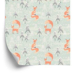 Papier Peint Renards Dans La Forêt D'hiver – Image 2