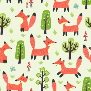 Papier Peint Renards Heureux Dans La Forêt – Image 1