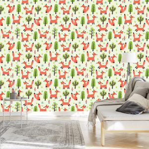 Papier Peint Renards Heureux Dans La Forêt – Image 3
