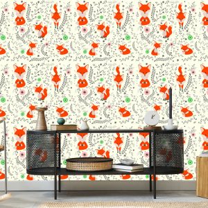 Papier Peint Adorables Renards Avec Des Plantes – Image 5
