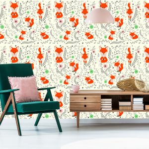 Papier Peint Adorables Renards Avec Des Plantes – Image 6