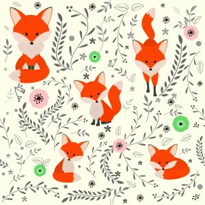 Papier Peint Adorables Renards Avec Des Plantes – Image 1