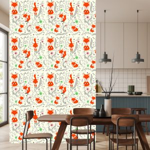 Papier Peint Adorables Renards Avec Des Plantes – Image 4
