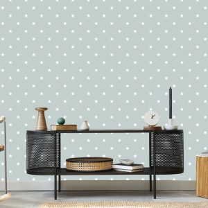 Papier Peint Pour Enfants - Étoiles Blanches Sur Fond Gris – Image 5