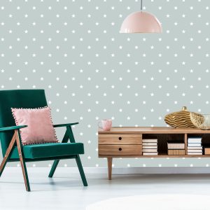 Papier Peint Pour Enfants - Étoiles Blanches Sur Fond Gris – Image 6