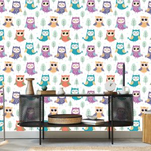 Papier Peint Pour Les Enfants - Hiboux Heureux – Image 5