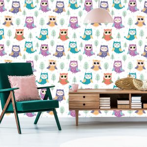 Papier Peint Pour Les Enfants - Hiboux Heureux – Image 6