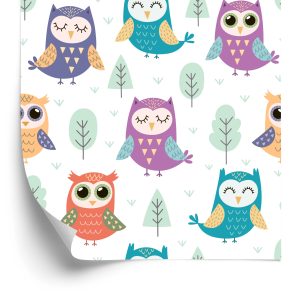 Papier Peint Pour Les Enfants - Hiboux Heureux – Image 2