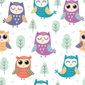 Papier Peint Pour Les Enfants - Hiboux Heureux – Image 1