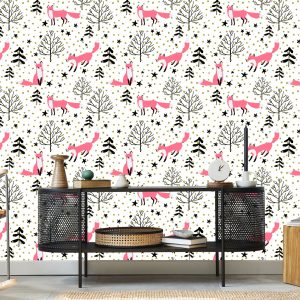 Papier Peint Renards Peints Dans La Forêt – Image 5