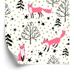 Papier Peint Renards Peints Dans La Forêt – Image 2