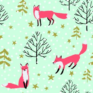 Papier Peint Renards Dessinés Dans La Forêt – Image 1