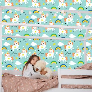 Papier Peint Pour Les Enfants - Licornes Endormies - Style Scandinave – Image 7