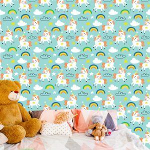 Papier Peint Pour Les Enfants - Licornes Endormies - Style Scandinave – Image 6