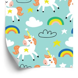 Papier Peint Pour Les Enfants - Licornes Endormies - Style Scandinave – Image 2