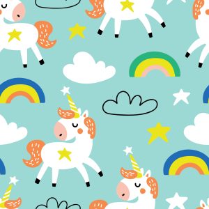 Papier Peint Pour Les Enfants - Licornes Endormies - Style Scandinave – Image 1