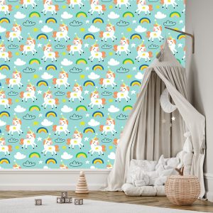 Papier Peint Pour Les Enfants - Licornes Endormies - Style Scandinave – Image 3