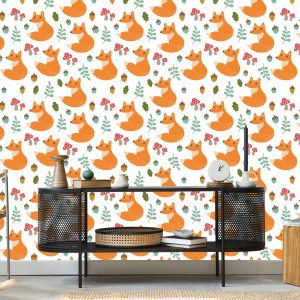 Papier Peint Renards Minimalistes Avec Des Feuilles – Image 5