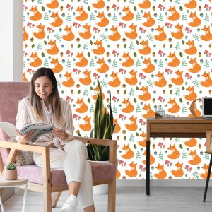 Papier Peint Renards Minimalistes Avec Des Feuilles – Image 7