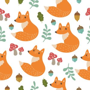 Papier Peint Renards Minimalistes Avec Des Feuilles – Image 1