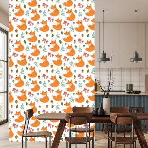 Papier Peint Renards Minimalistes Avec Des Feuilles – Image 4