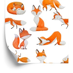 Papier Peint Renards Peints À L'aquarelle – Image 2