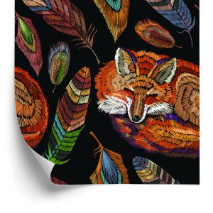 Papier Peint Renard Coloré Avec Des Plumes – Image 2