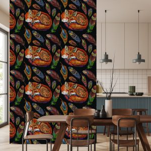 Papier Peint Renard Coloré Avec Des Plumes – Image 4