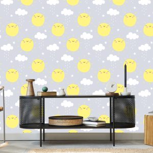 Papier Peint Pour Les Enfants - Soleil Et Nuages ​​Pluvieux – Image 5