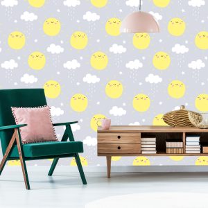 Papier Peint Pour Les Enfants - Soleil Et Nuages ​​Pluvieux – Image 6