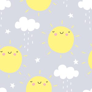 Papier Peint Pour Les Enfants - Soleil Et Nuages ​​Pluvieux – Image 1