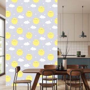 Papier Peint Pour Les Enfants - Soleil Et Nuages ​​Pluvieux – Image 4