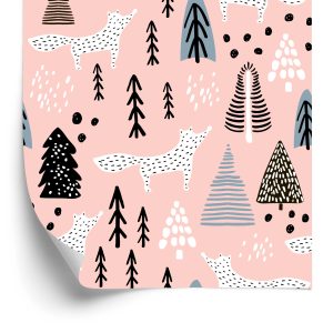 Papier Peint Renards Minimalistes Dans La Forêt – Image 2
