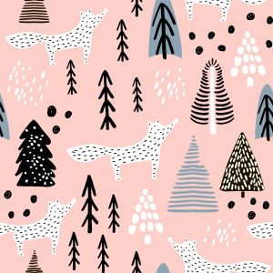 Papier Peint Renards Minimalistes Dans La Forêt – Image 1
