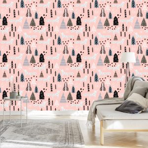 Papier Peint Renards Minimalistes Dans La Forêt – Image 3