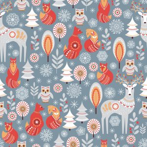 Papier Peint Forêt D'hiver Et Animaux – Image 1