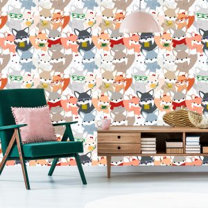 Papier Peint Heureux Renards Colorés – Image 6