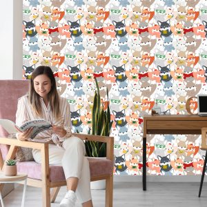 Papier Peint Heureux Renards Colorés – Image 7