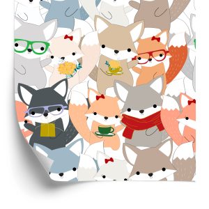 Papier Peint Heureux Renards Colorés – Image 2