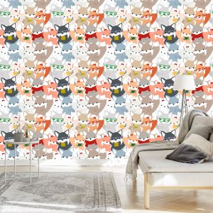 Papier Peint Heureux Renards Colorés – Image 3
