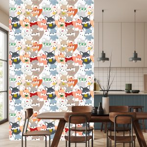Papier Peint Heureux Renards Colorés – Image 4