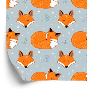 Papier Peint Renards Endormis Avec Des Plantes – Image 2