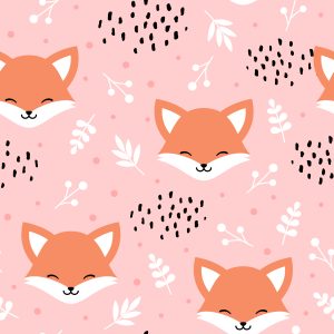 Papier Peint Renards Heureux Avec Des Plantes – Image 1