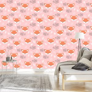 Papier Peint Renards Heureux Avec Des Plantes – Image 3