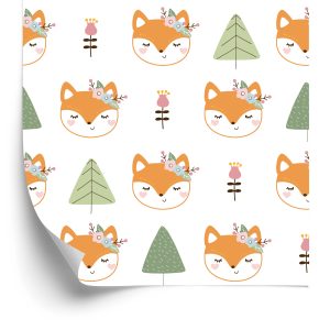 Papier Peint Renards Avec Des Fleurs – Image 2