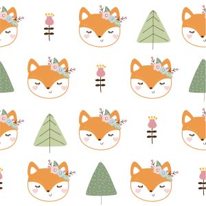 Papier Peint Renards Avec Des Fleurs – Image 1