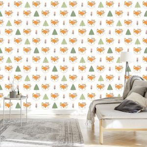 Papier Peint Renards Avec Des Fleurs – Image 3