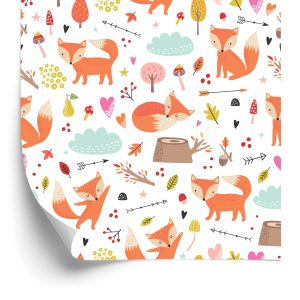 Papier Peint Adorables Renards Dans La Forêt – Image 2
